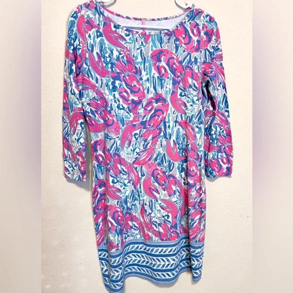 Lilly Pulitzer Marlowe Pink and Blue Sheath Midi Dress 100% cotton. Size S - Picture 1 of 5